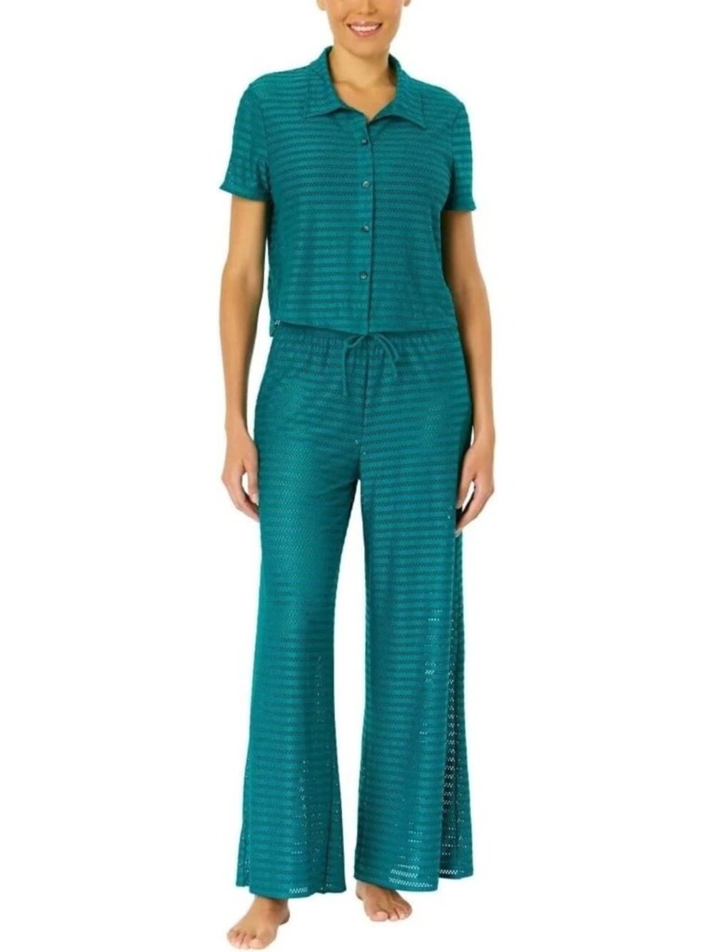 NWT Hurley Women's M Swim Cover-Up Set Teal Crochet Lightweight 2-Piece